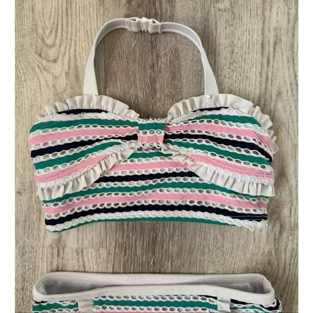 Janie and Jack 18-24 Months Baby Girl Textured Striped 2-Piece Swimsuit